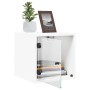 Mesitas de noche con puertas de vidrio 2 uds blanco 35x37x35 cm de , Mesitas de noche - Ref: Foro24-836463, Precio: 52,49 €, ...