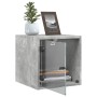 Mesita de noche con puerta de vidrio gris hormigón 35x37x35 cm de , Mesitas de noche - Ref: Foro24-836468, Precio: 32,48 €, D...