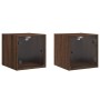 Mesitas noche con puertas vidrio 2 uds roble marrón 35x37x35 cm de , Mesitas de noche - Ref: Foro24-836475, Precio: 54,75 €, ...