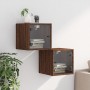 Mesitas noche con puertas vidrio 2 uds roble marrón 35x37x35 cm de , Mesitas de noche - Ref: Foro24-836475, Precio: 54,75 €, ...