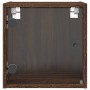 Mesitas noche con puertas vidrio 2 uds roble marrón 35x37x35 cm de , Mesitas de noche - Ref: Foro24-836475, Precio: 54,75 €, ...