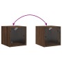 Mesitas noche con puertas vidrio 2 uds roble marrón 35x37x35 cm de , Mesitas de noche - Ref: Foro24-836475, Precio: 54,75 €, ...