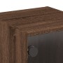 Mesitas noche con puertas vidrio 2 uds roble marrón 35x37x35 cm de , Mesitas de noche - Ref: Foro24-836475, Precio: 54,75 €, ...