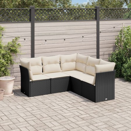 Set de muebles de jardín 5 pzas y cojines ratán sintético negro de , Conjuntos de jardín - Ref: Foro24-3249455, Precio: 321,8...