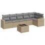 7-teiliges Gartensofa-Set und beigefarbene synthetische Rattankissen von , Modulare Sofas für den Außenbereich - Ref: Foro24-...