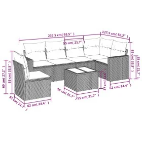Set sofás de jardín 7 piezas y cojines ratán sintético beige de , Sofás modulares de exterior - Ref: Foro24-3251376, Precio: ...
