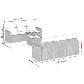 Set de sofás de jardín 7 piezas con cojines ratán PE gris de , Sofás modulares de exterior - Ref: Foro24-3251047, Precio: 466...
