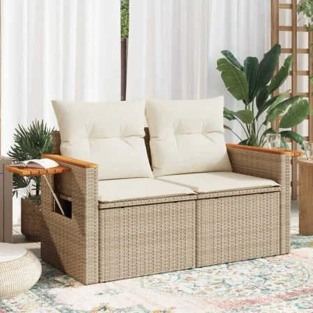 Gartensofa mit 2-Sitzer-Kissen Kunstrattan beige von , Outdoor-Sofas - Ref: Foro24-366067, Preis: 215,30 €, Rabatt: %