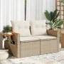 Garden sofa with 2-seater synthetic beige rattan cushions by , Outdoor sofas - Ref: Foro24-366067, Price: 215,30 €, Discount: %