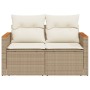 Sofá de jardín con cojines de 2 plazas ratán sintético beige de , Sofás de exterior - Ref: Foro24-366067, Precio: 220,10 €, D...