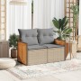 Sofá de jardín con cojines de 2 plazas ratán sintético beige de , Sofás de exterior - Ref: Foro24-366099, Precio: 143,94 €, D...