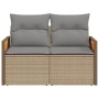 Sofá de jardín con cojines de 2 plazas ratán sintético beige de , Sofás de exterior - Ref: Foro24-366099, Precio: 143,94 €, D...