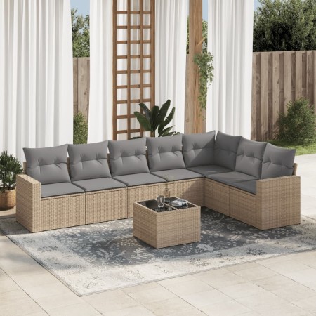 Juego de sofás de jardín con cojines beige 8 pzas ratán PE de , Conjuntos de jardín - Ref: Foro24-3219049, Precio: 477,93 €, ...