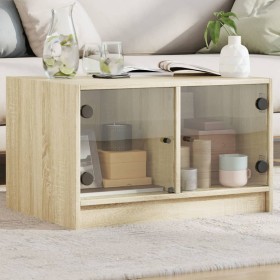 Mesa de centro con puertas de vidrio roble Sonoma 68x50x42 cm de , Mesas de centro - Ref: Foro24-836366, Precio: 44,27 €, Des...