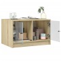 Mesa de centro con puertas de vidrio roble Sonoma 68x50x42 cm de , Mesas de centro - Ref: Foro24-836366, Precio: 44,27 €, Des...