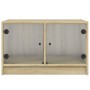 Mesa de centro con puertas de vidrio roble Sonoma 68x50x42 cm de , Mesas de centro - Ref: Foro24-836366, Precio: 44,27 €, Des...