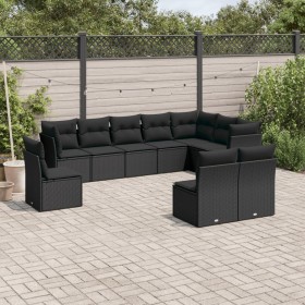 Set de sofás de jardín 10 pzas cojines ratán sintético negro de , Conjuntos de jardín - Ref: Foro24-3217795, Precio: 614,38 €...
