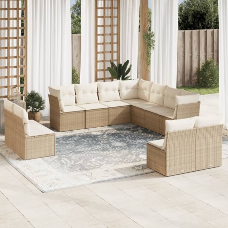 Set de sofás de jardín 11pzas con cojines ratán sintético beige de , Conjuntos de jardín - Ref: Foro24-3217818, Precio: 679,1...