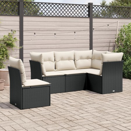 Set de muebles de jardín 5 pzas y cojines ratán sintético negro de , Conjuntos de jardín - Ref: Foro24-3249475, Precio: 321,8...