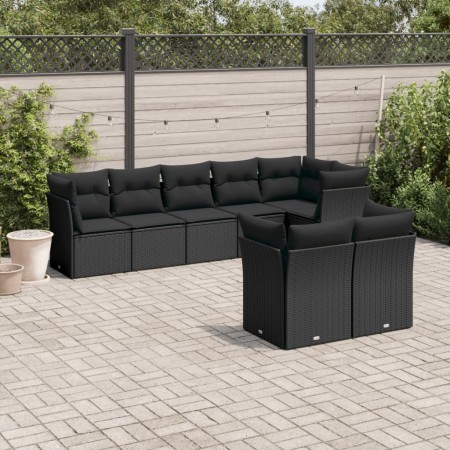 Set de sofás de jardín 8 piezas y cojines ratán sintético negro de , Conjuntos de jardín - Ref: Foro24-3249744, Precio: 560,8...