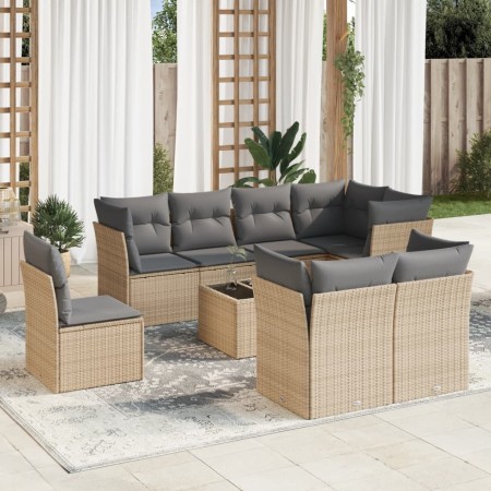 Set de sofás de jardín 9 pzas con cojines ratán sintético beige de , Conjuntos de jardín - Ref: Foro24-3249778, Precio: 593,8...