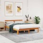 Estructura cama con cabecero madera pino marrón cera 140x190 cm de , Camas y somieres - Ref: Foro24-844270, Precio: 100,87 €,...