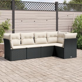Set de muebles de jardín 5 pzas y cojines ratán sintético negro de , Conjuntos de jardín - Ref: Foro24-3249435, Precio: 321,8...