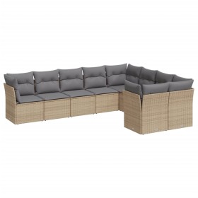 Set de sofás de jardín 9 pzas con cojines ratán sintético beige de , Conjuntos de jardín - Ref: Foro24-3250008, Precio: 586,8...