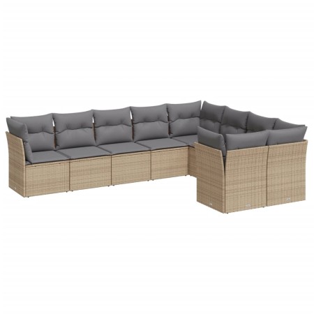 Set de sofás de jardín 9 pzas con cojines ratán sintético beige de , Conjuntos de jardín - Ref: Foro24-3250008, Precio: 586,8...