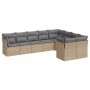 Set de sofás de jardín 9 pzas con cojines ratán sintético beige de , Conjuntos de jardín - Ref: Foro24-3250008, Precio: 586,8...