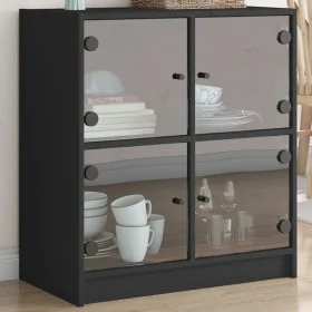 Auxiliary cabinet with black glass doors 68x37x75.5 cm by , Sideboards - Ref: Foro24-836379, Price: 76,76 €, Discount: %