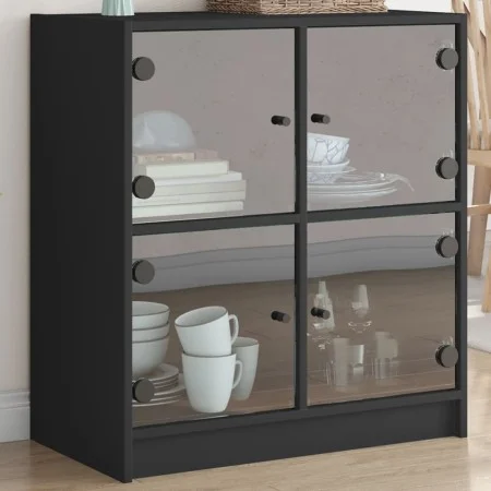 Armario auxiliar con puertas de vidrio negro 68x37x75,5 cm de , Aparadores - Ref: Foro24-836379, Precio: 76,76 €, Descuento: %
