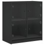 Armario auxiliar con puertas de vidrio negro 68x37x75,5 cm de , Aparadores - Ref: Foro24-836379, Precio: 77,68 €, Descuento: %
