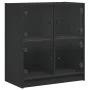 Armario auxiliar con puertas de vidrio negro 68x37x75,5 cm de , Aparadores - Ref: Foro24-836379, Precio: 76,76 €, Descuento: %