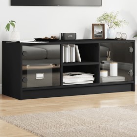 Mueble de TV con puertas de vidrio negro 102x37x42 cm de , Muebles TV - Ref: Foro24-836372, Precio: 65,67 €, Descuento: %