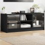 Mueble de TV con puertas de vidrio negro 102x37x42 cm de , Muebles TV - Ref: Foro24-836372, Precio: 65,67 €, Descuento: %