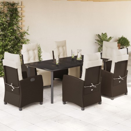 Set comedor de jardín 7 pzas con cojines ratán sintético marrón en Conjuntos de jardín | Comprar online en Foru.es