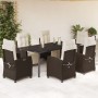 Set comedor de jardín 7 pzas con cojines ratán sintético marrón en Conjuntos de jardín | Comprar online en Foru.es