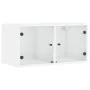 Mueble de pared con puertas de vidrio blanco 68,5x37x35 cm de , Taquillas y armarios de almacenamiento - Ref: Foro24-836497, ...