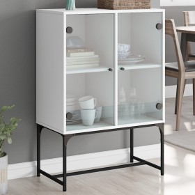 Armario auxiliar con puertas de vidrio blanco 69x37x100 cm de , Aparadores - Ref: Foro24-836546, Precio: 74,98 €, Descuento: %