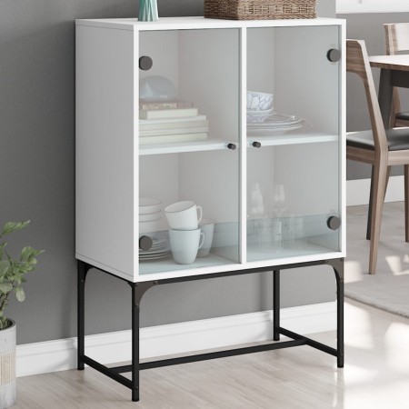 Armario auxiliar con puertas de vidrio blanco 69x37x100 cm de , Aparadores - Ref: Foro24-836546, Precio: 74,98 €, Descuento: %