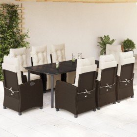 Set comedor para jardín 9 pzas y cojines ratán sintético marrón en Conjuntos de jardín | Comprar online en Foru.es