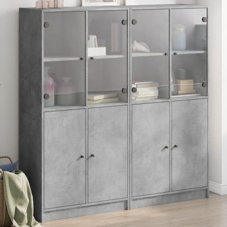 Estantería con puertas madera de ingeniería gris 136x37x142 cm de , Librerías y estanterías - Ref: Foro24-3206527, Precio: 29...