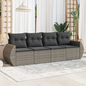 Set de sofás de jardín 4 pzas y cojines ratán sintético gris de , Conjuntos de jardín - Ref: Foro24-3221079, Precio: 266,38 €...