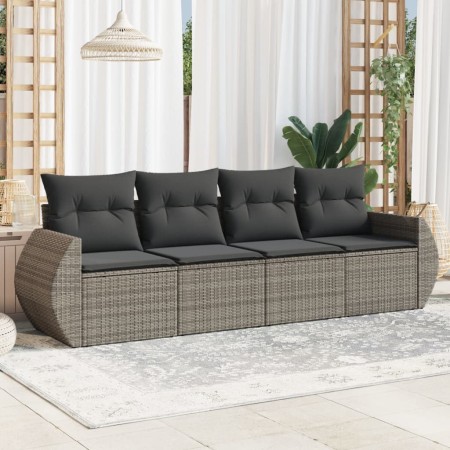 Set de sofás de jardín 4 pzas y cojines ratán sintético gris de , Conjuntos de jardín - Ref: Foro24-3221079, Precio: 266,38 €...