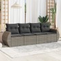 Set de sofás de jardín 4 pzas y cojines ratán sintético gris de , Conjuntos de jardín - Ref: Foro24-3221079, Precio: 266,38 €...
