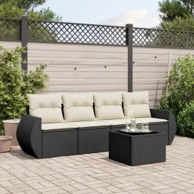 Set de muebles de jardín 5 pzas y cojines ratán sintético negro de , Conjuntos de jardín - Ref: Foro24-3221085, Precio: 324,3...