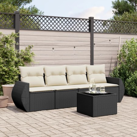 Set de muebles de jardín 5 pzas y cojines ratán sintético negro de , Conjuntos de jardín - Ref: Foro24-3221085, Precio: 304,7...