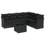 Set de comedor de jardín 7 pzas y cojines ratán sintético negro de , Conjuntos de jardín - Ref: Foro24-3249524, Precio: 452,0...