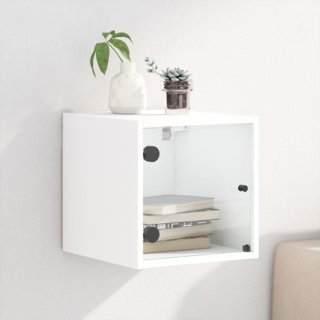 Mesita de noche con puerta de vidrio blanco 35x37x35 cm de , Mesitas de noche - Ref: Foro24-836462, Precio: 27,79 €, Descuent...